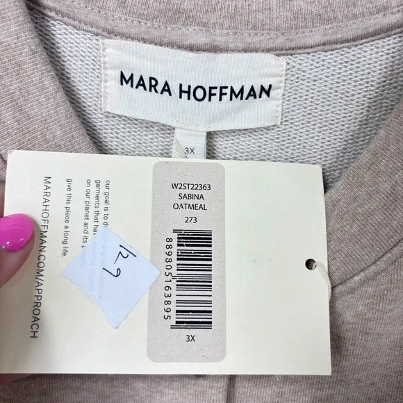 Mara Hoffman Sabina Oatmeal Jumpsuit Button Front sweatshirt Lagenlook NEW Sz 3X - Picture 6 of 7